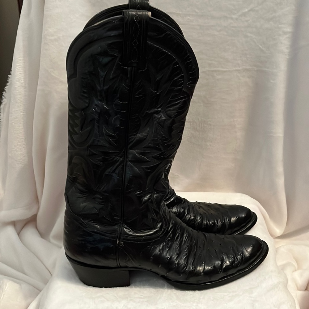 Mens Black ostrich Tony Lamas size 9B